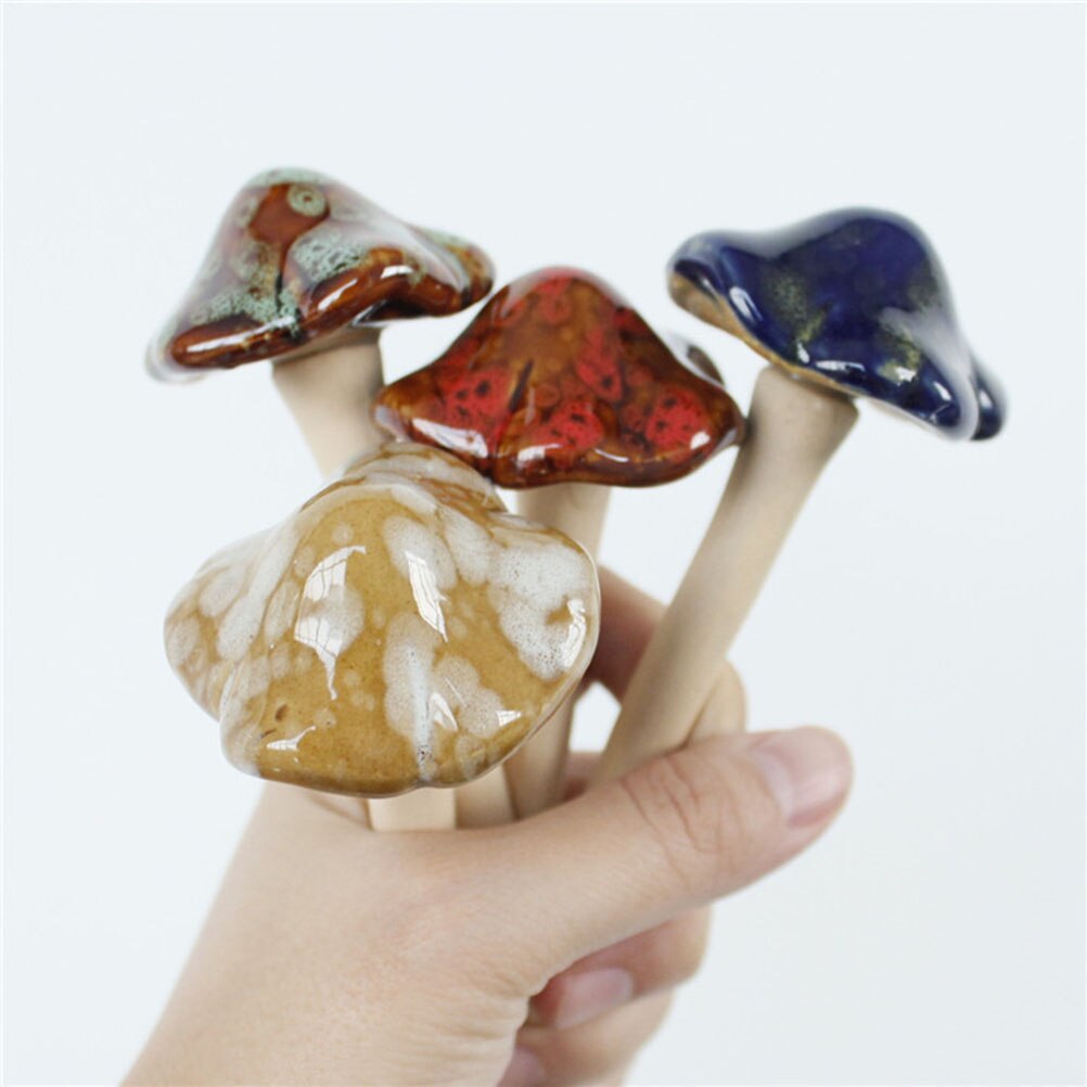 6 Pcs Tuin Ornament Set Kleurrijke Mini Keramische Paddestoel Decor Fairy Tuin Paddestoelen Creatieve Gazon Ornamenten Woonaccessoires