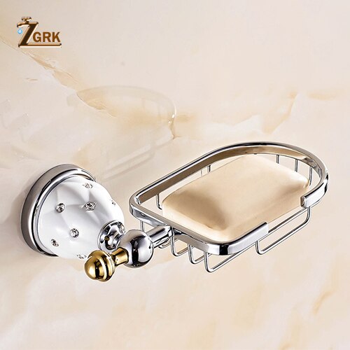 ZGRK Bathroom Holder Chrome Soap Dish Wall mounted soap box Anodizing Surface Kitchen Mounted Holder: 9707S