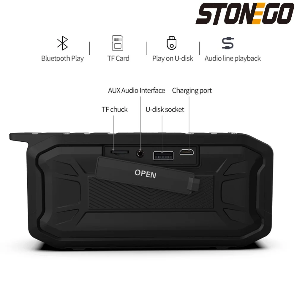 Przenośny głośnik Bluetooth na zewnątrz Subwoofer o dużej mocy Wodoodporny bezprzewodowy odtwarzacz muzyczny Obsługa karty AUX TF