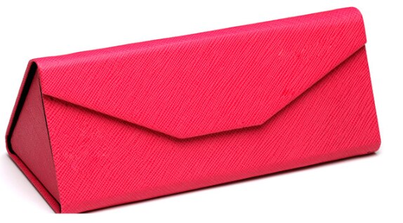 Opvouwbare Zonnebril Geval Vrouwen Spektakel Geval Leesbril Doos Eyewear Driehoek Container Beschermende Covers Zwart Lederen: c3 rose red