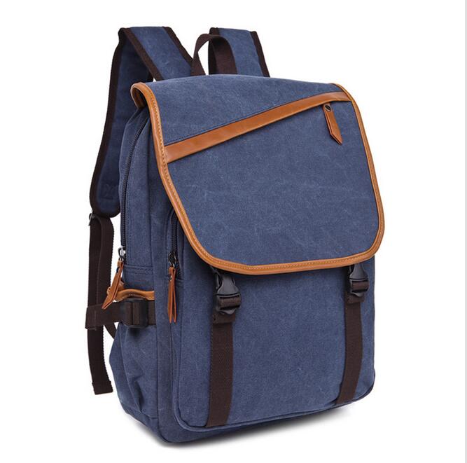 070917 men backpack double shoulder school canvas bag: C2