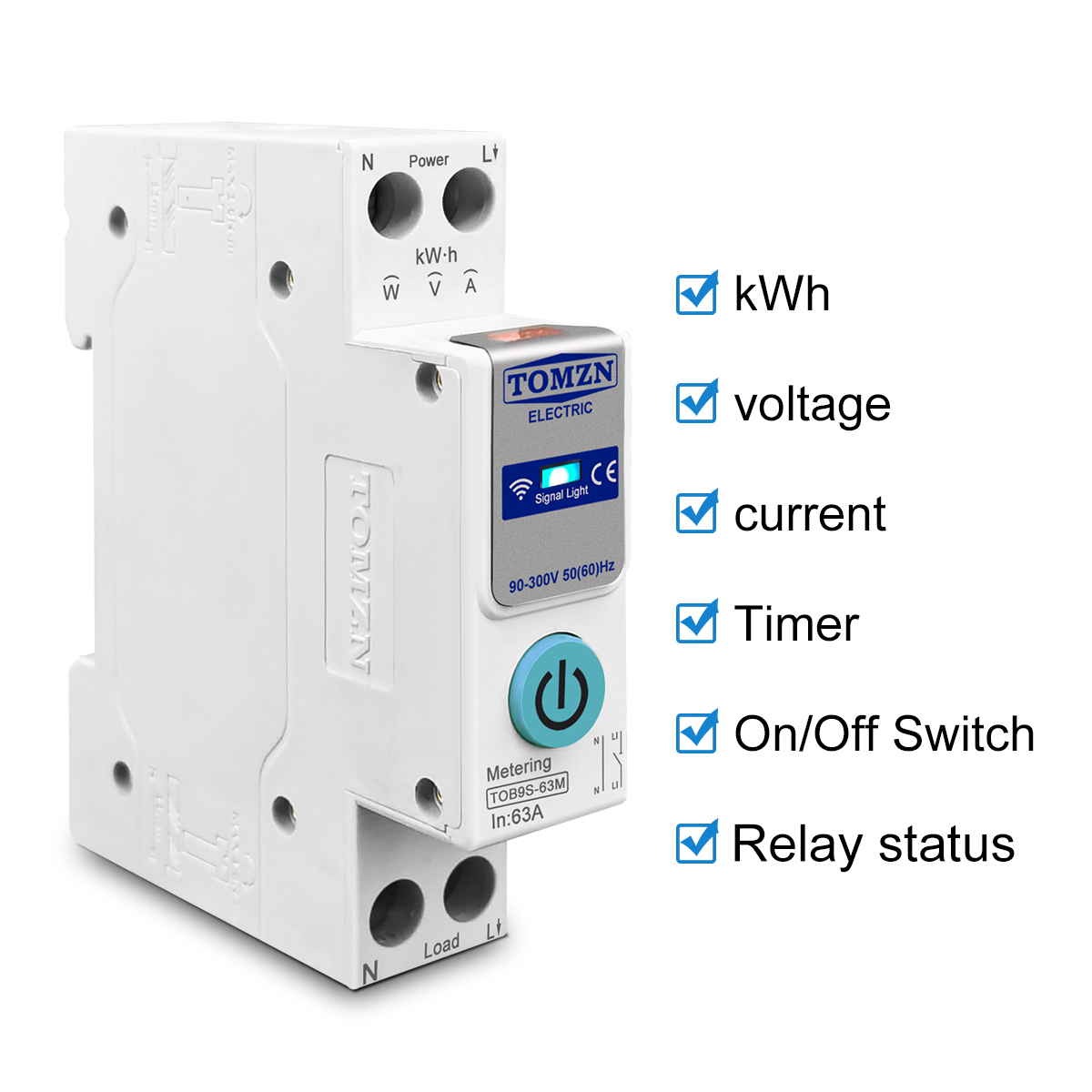 TUYA smartlife 1- 63A TOMZN 1P + N WIFI interruptor inteligente medidor de energía Kwh medición monitoreo disyuntor temporizador relé MCB