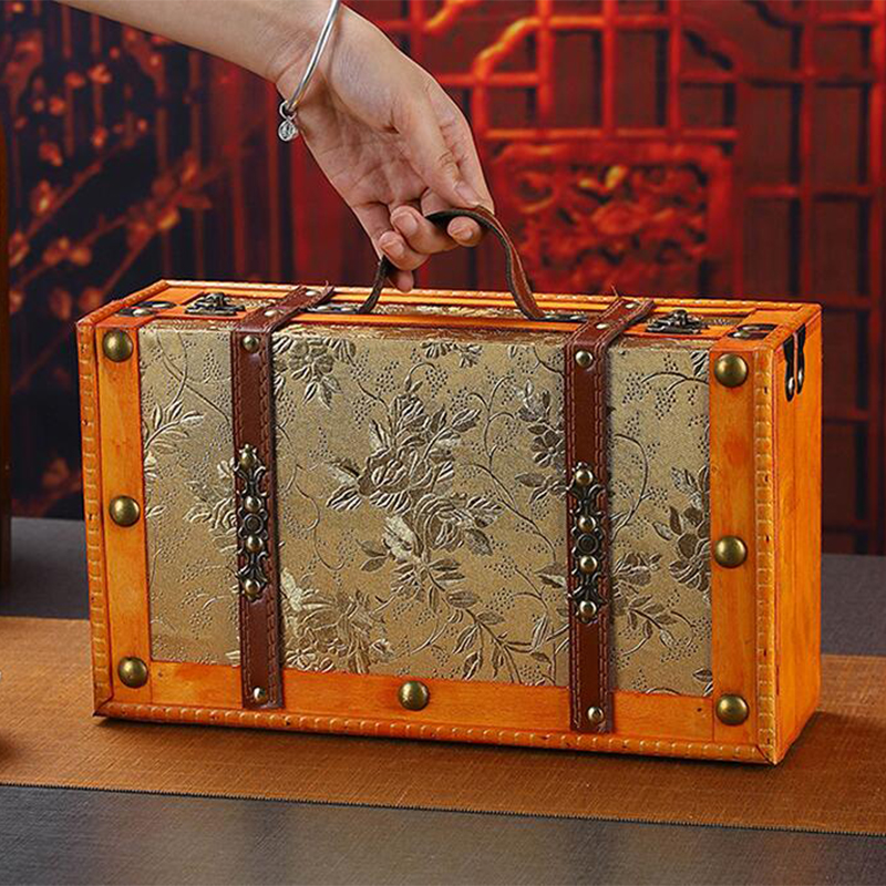 Valise Vintage en bois avec poignée, , boîte de rangement pour bijoux au trésor de Style européen, mallette de rangement pour la maison et les voyages
