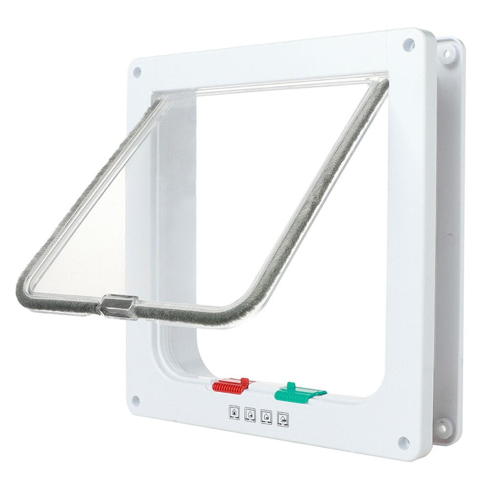 Puerta con solapa para perros y gatos, Kit de puerta con cierre de seguridad de 4 vías, de plástico ABS, para mascotas pequeñas
