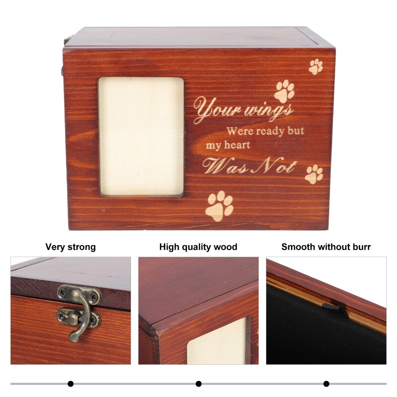 Pet Wooden Coffin Dog Memorial Urn Pet Urn Wooden Memorial Box Pet Cat Dog Funeral Supplies Photo Inlaid Memorial Box Caskets