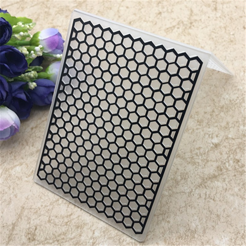 Honeycomb geometric Plastic Embossing Folder For Scrapbook DIY Album Card Tool Plastic Template