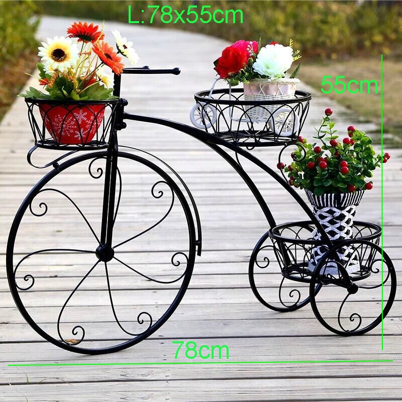 Eisen Anlage Regal Blume Gestell nordisch Metall Boden Regal Multi-schicht Fahrrad Metall verwöhnen Pflanzen Stehen Außen Metall Garten dekore: Schwarz L