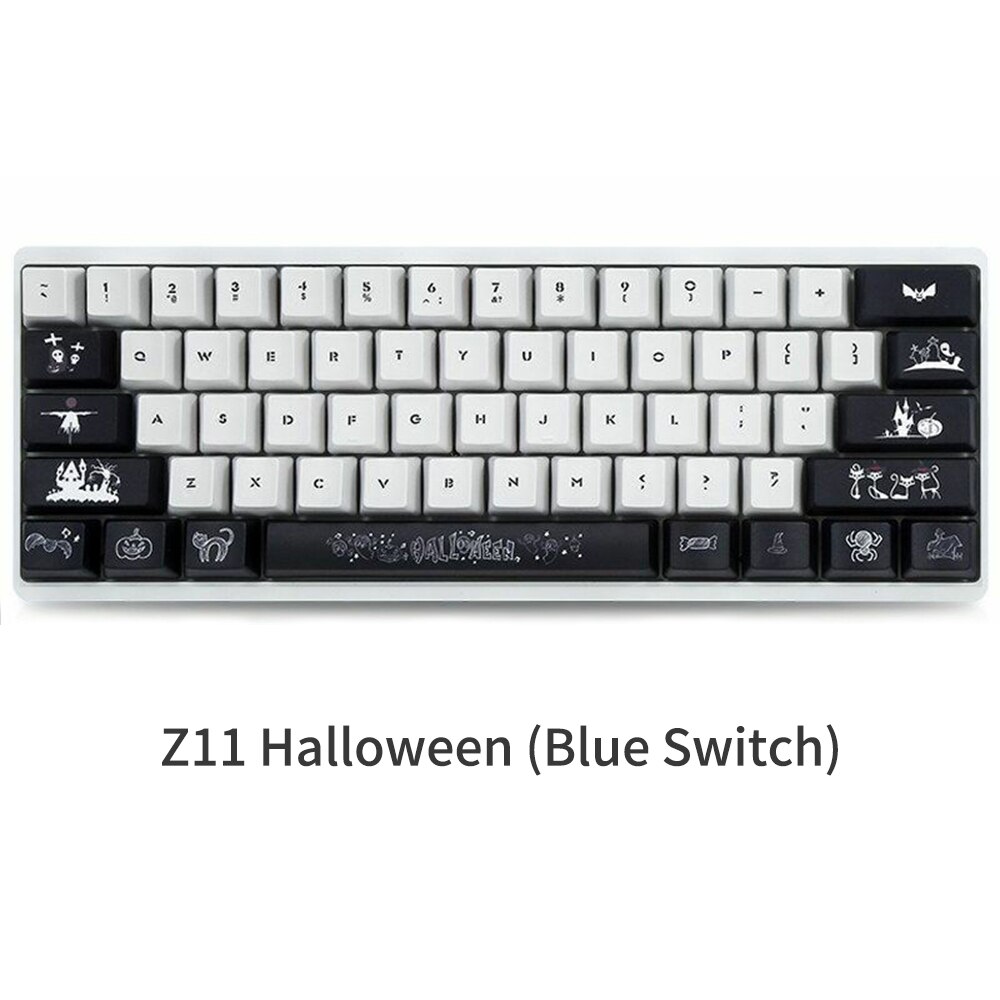 HUO JI E-YOOSO Z-11 Wired 60% Mechanical Keyboard Tenkeyless Anti-Ghosting Linear Blue Switch Led Backlit Removable Cable: Z11 Halloween