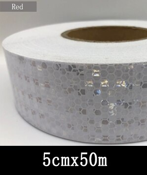 Bike Body Reflective Safety Stickers Reflective Safety Warning Conspicuity Tape Film Sticker Strip Bicycle Accessories: 5cmx50m  white