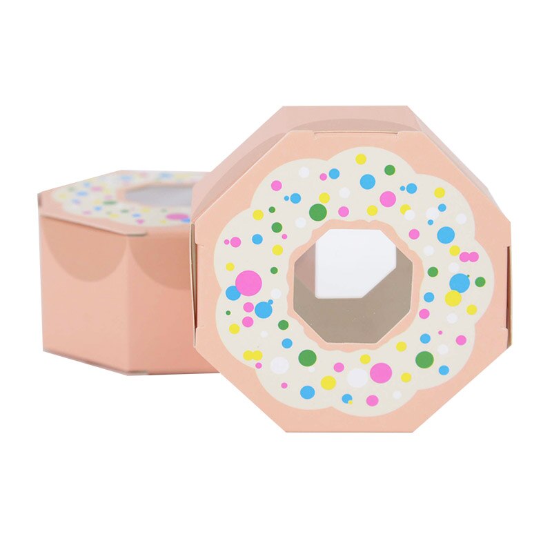 20 stuks zoete chocolade donut thema feest gunst doos, roze