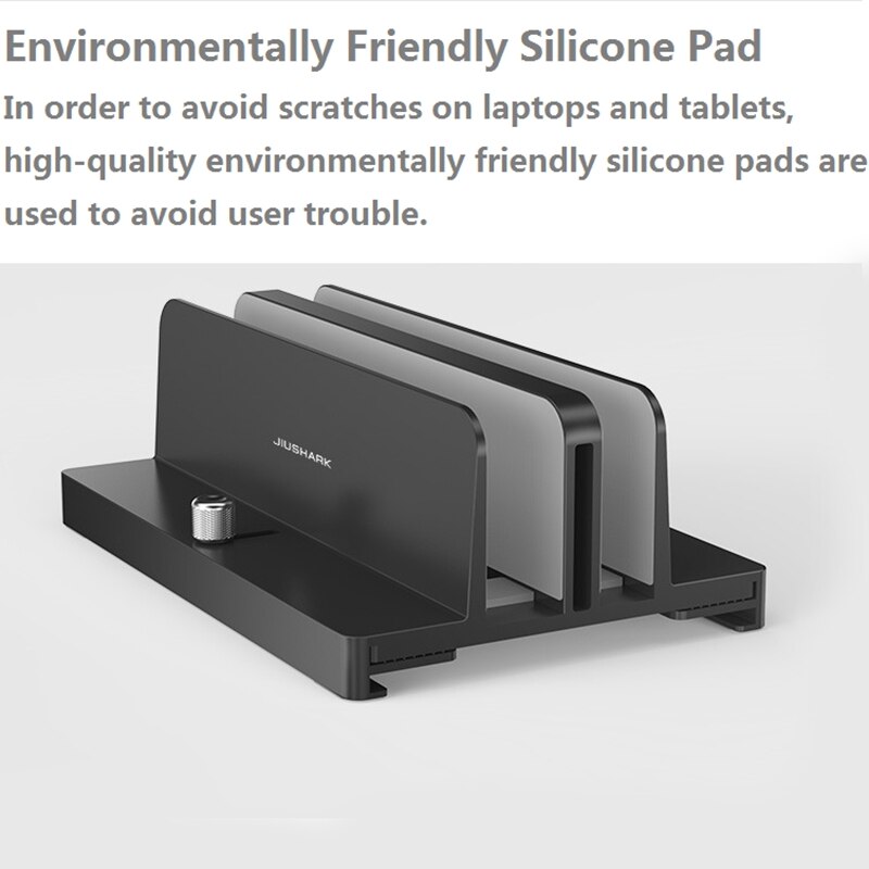 JIUSHARK Universal Vertical Laptop Stand Aluminum Double Desktop Stand Holder with Adjustable Dock (13-30mm/18-36mm)