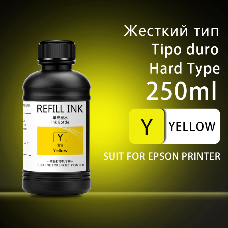 250ml/Bottle UV Ink Bottle For Epson L800 L805 L1800 R290 R300 1390 1400 1410 1430 1500W R3000 DX5 DX7 Universal UV Printer Ink: 1PC-Yellow-Hard