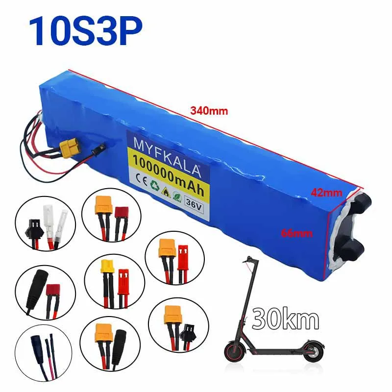100% New10S3P 36V 100Ah 36v Electric Scooter Battery Pack 18650 Lithium M365 Electric Scooter 36v Battery Scooter