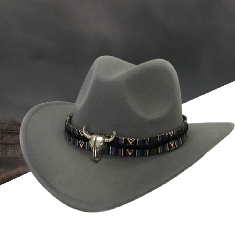 Chapeau de Cowboy de Style ethnique | Chapeau en laine pour femmes, chapeau de Jazz, chapeau de Cowboy de l'ouest, offre spéciale