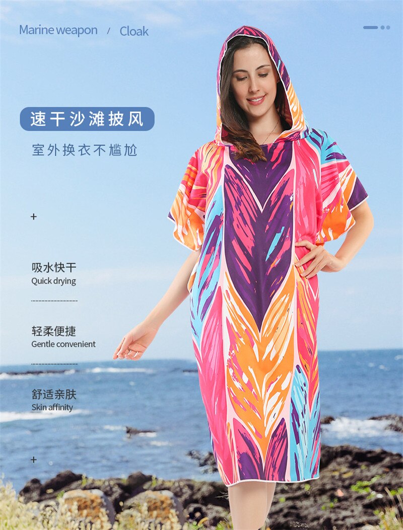 Micrfiber Quick Drying Changing Robe Swimming Surf Beach Poncho Towel Portable Soft Bath Towels With Cloak Bathrobe Home Textile
