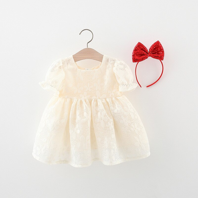 2 pezzi abbigliamento estivo per bambini 2022 vestiti per bambina Set coreano manica corta pizzo neonato abito da principessa abiti neonati BC2181: Avorio / 10(12-24M)