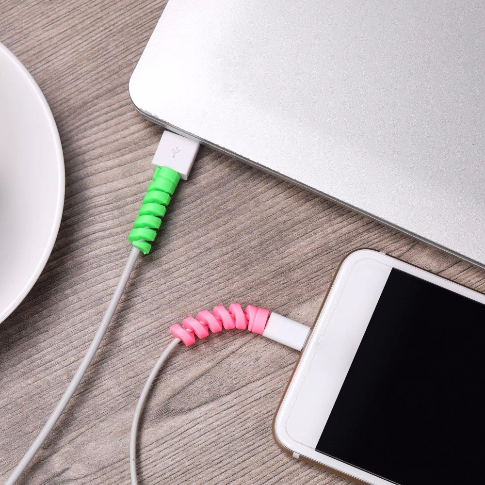 Protector de 2 piezas para Apple iPhone 5 6 7 8 X para cargador USB para Latop Mouse ordenador Cable enrollador