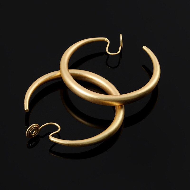Jahrgang Glatte Kreis Große Creolen für Frauen Geometirc matt Gold Metall Nicht Ohrclip Ohrringe Brinco Trend Schmuck: Clip