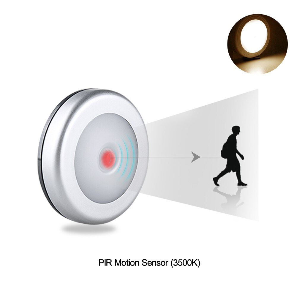 PIR Motion Sensor LED Night Lights Draadloze Touch Sensor LED Push Lamp Batterij Aangedreven Wandlamp Lampen Voor Stairway Kast Keuken: Type 5 Motion Sensor