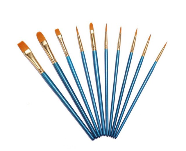 Penselen Set, 6/10/20 Pcs Ronde Wees Tip Penselen Nylon Haar Kunstenaar Acryl Penselen Voor Acryl Olie Aquarel: 10PCS