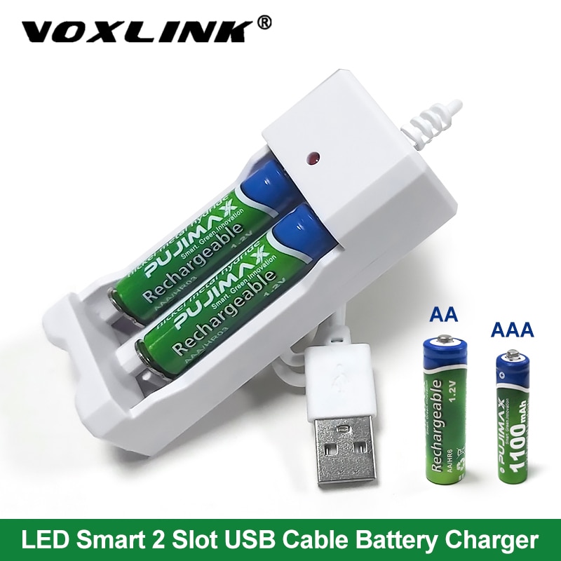 Voxlink Batterij Oplader 2Slots Met Usb Kabel Voor Aa/Aaa Oplaadbare Batterijen Lader Usb Voor Afstandsbediening Microfoon camera