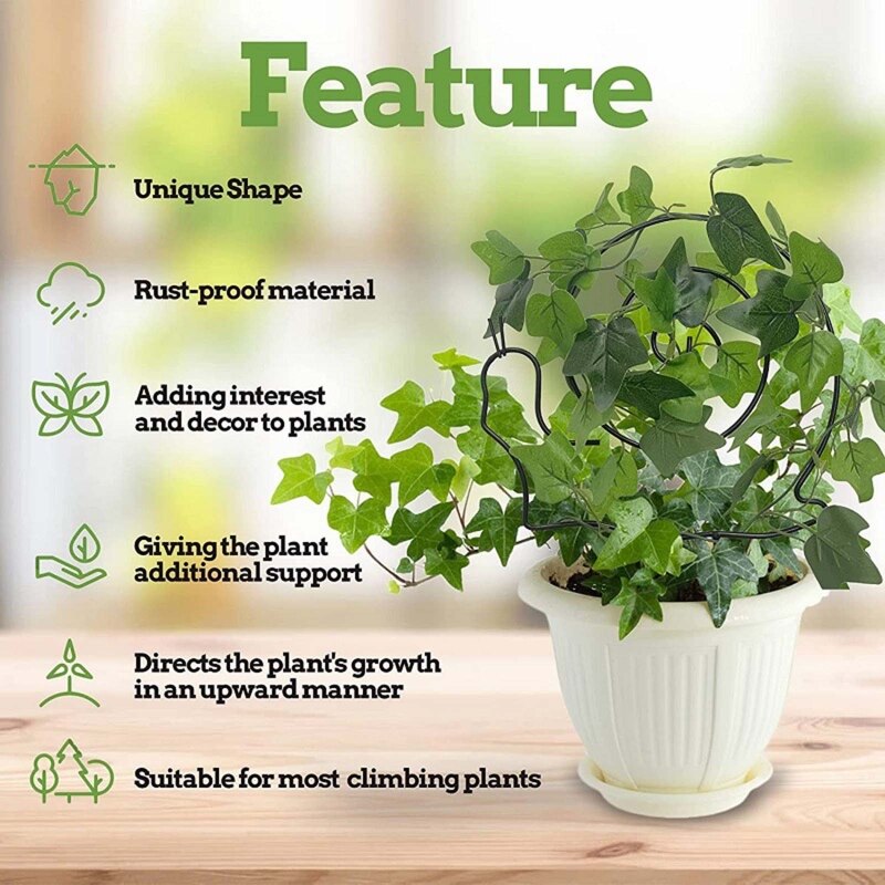 4 Pieces Plant Climbing Rack Indoor Outdoor Potted Plants Holding Bracket Durable Garden Patio Yard Balcony Accessories K0AB