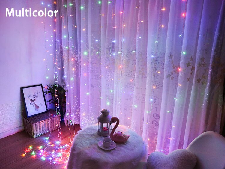 4*0.6/3*1/3*2/3*3M Led Ijspegel Gordijn Fairy String Light Fairy Kerst licht Voor Bruiloft Home Party Decoratie 220V Eu Plug: Multicolor / 3 x 2 Meter