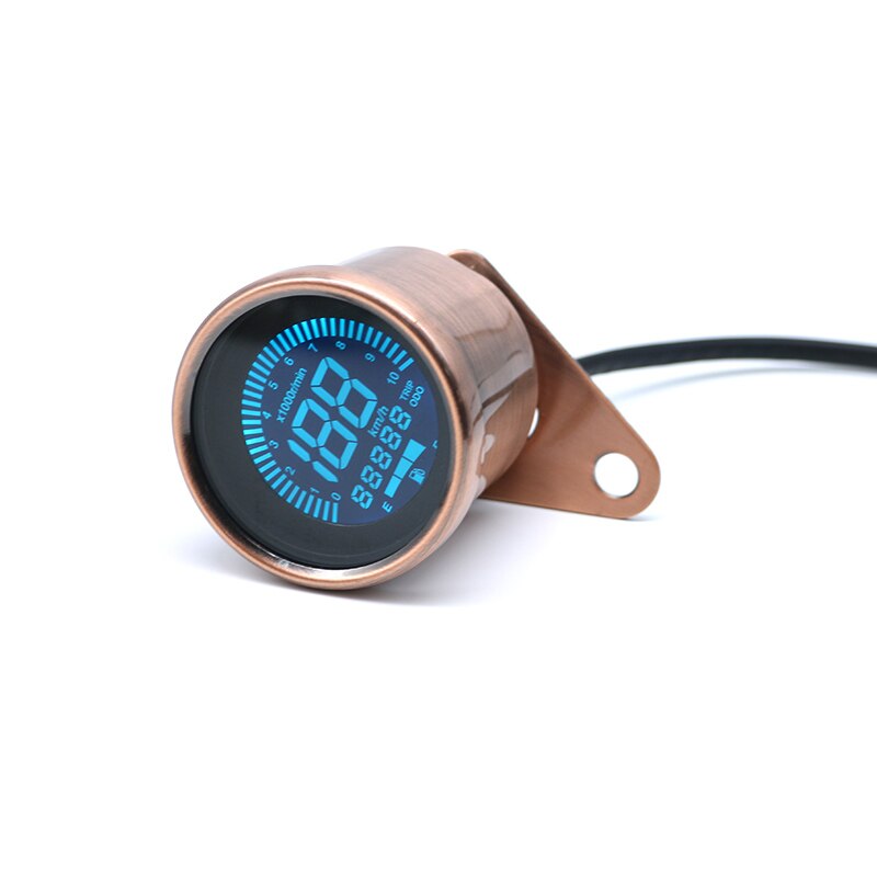 Universal Motorcycle Digital Motorcycle Speedometer Retro LCD Odometer Cafe Racer Tachometer indicator Scooter ATV Meter: Retro brown