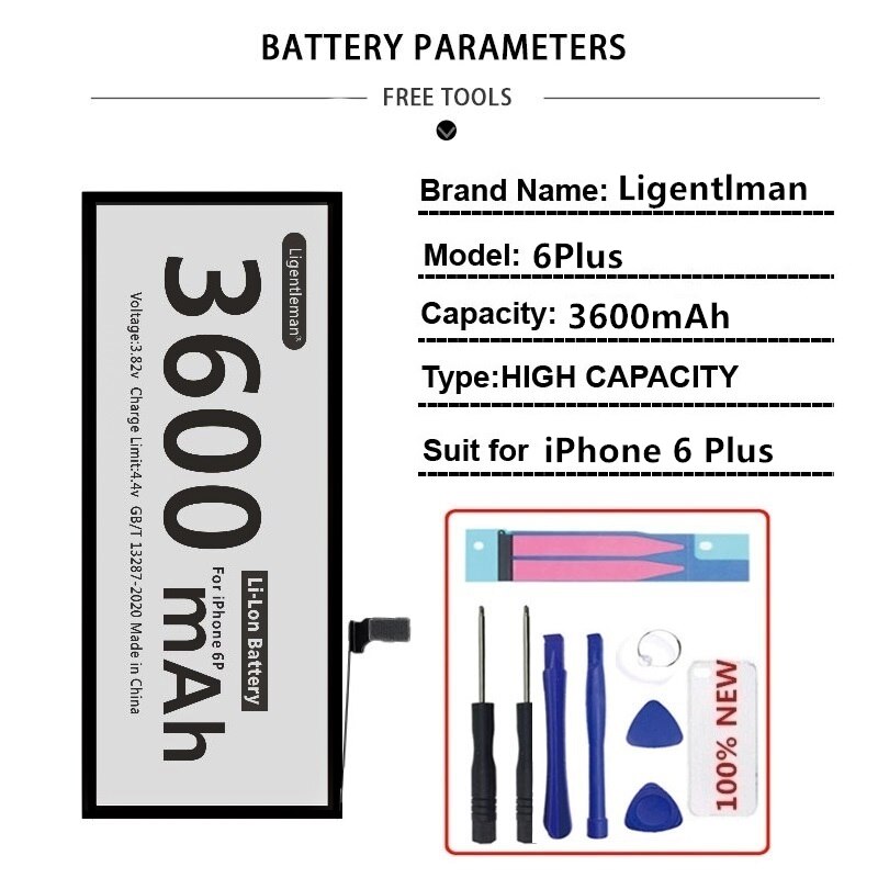 Real Capacity Replacement Battery For Apple IPhone 6 7 8 Plus XR XS MAX Batterie Lithium Phone Battery For iPhone 5 5S 5SE 6S X: For iPhone 6Plus