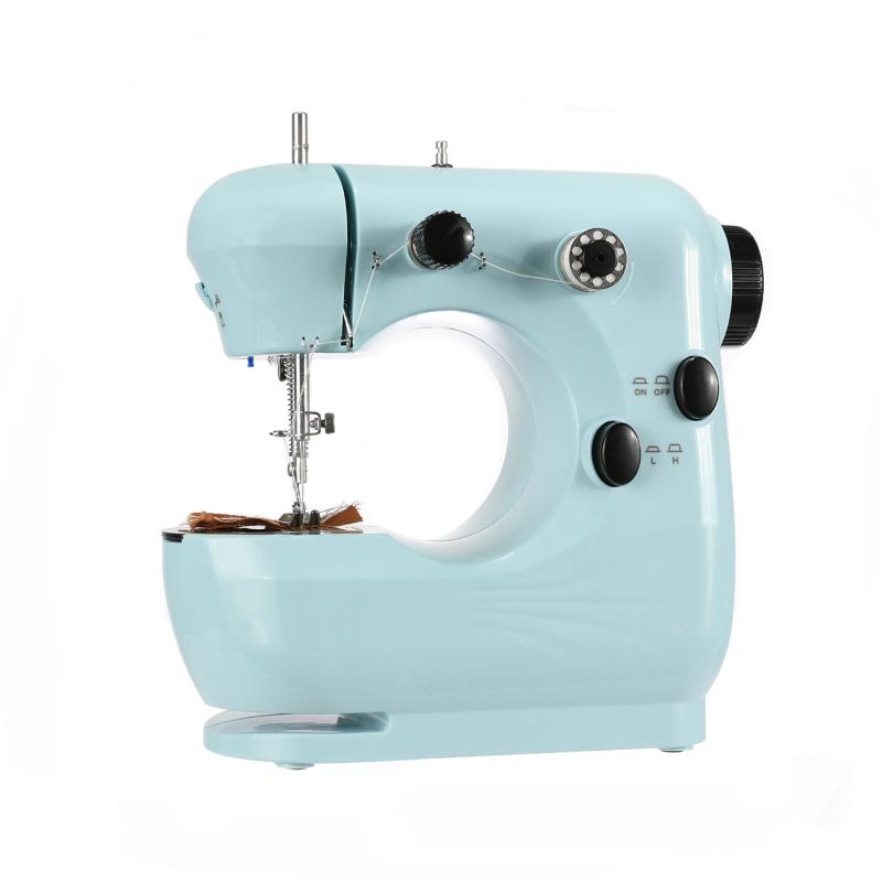 Mini Electric Sewing Machine Household Multi-Function Micro-Sewing Machine w/ Foot Pedal US Plug 2-Speed Adjustable Lightweight: Blue
