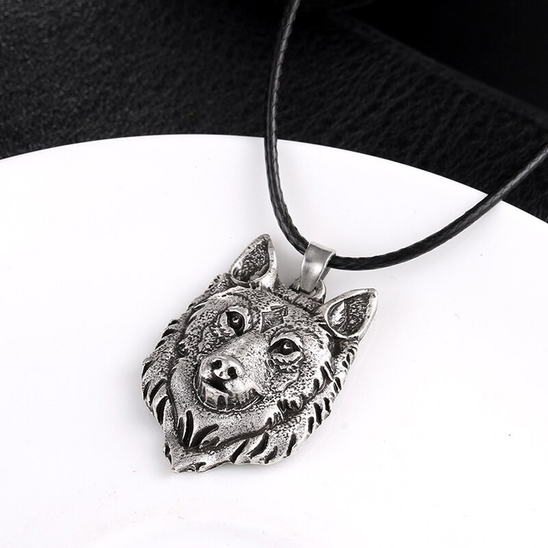 1Pc Kreative Tibetischen Silber Wolf Kopf Anhänger Halskette Männer Amulett Ebene Männer Coole Schmuck Ebene Charme