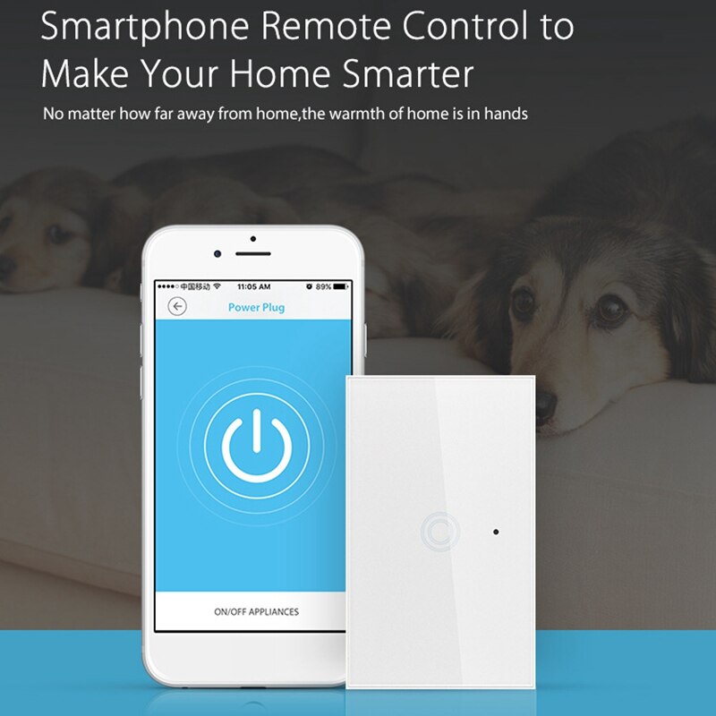 Smart wifi vägglampa strömbrytare 1 gäng tryck på strömbrytare fjärrkontroll smart life tuya app arbeta med alexa google home us plug