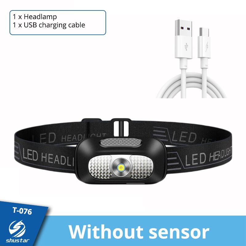 MINI Headlamps Super Bright Powerful Headlamp Camping Lightweight Headlights Headlamp Led Rechargeable Lamp With sensor: Without sensor
