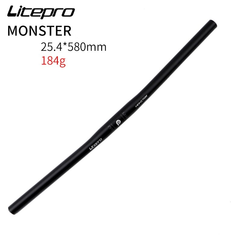 Litepro Flat Bar Spirit Urban MTB Fixie Bike 25.4*580mm Handlebar Folding Monster Horizontal Bicycle Parts: Monster Black 580mm