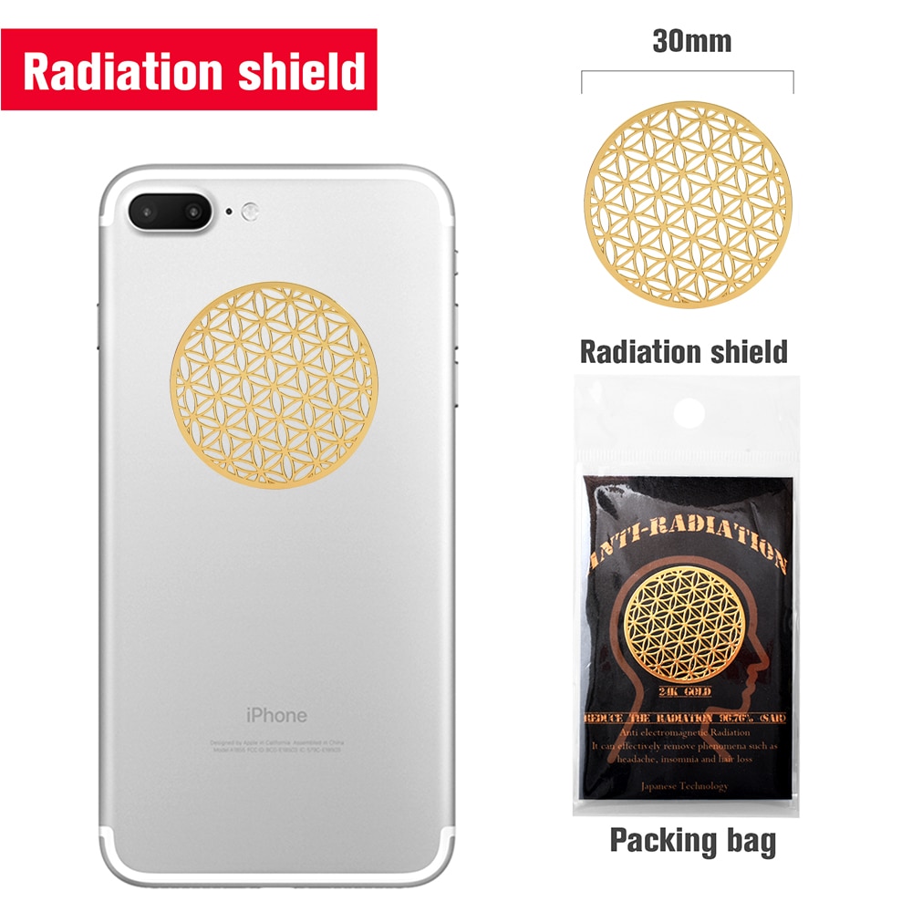 Cell Phone Health Protection Hollowing Techniques 10pcs/lot Round Golden Sticker Anti Radiation Sticker