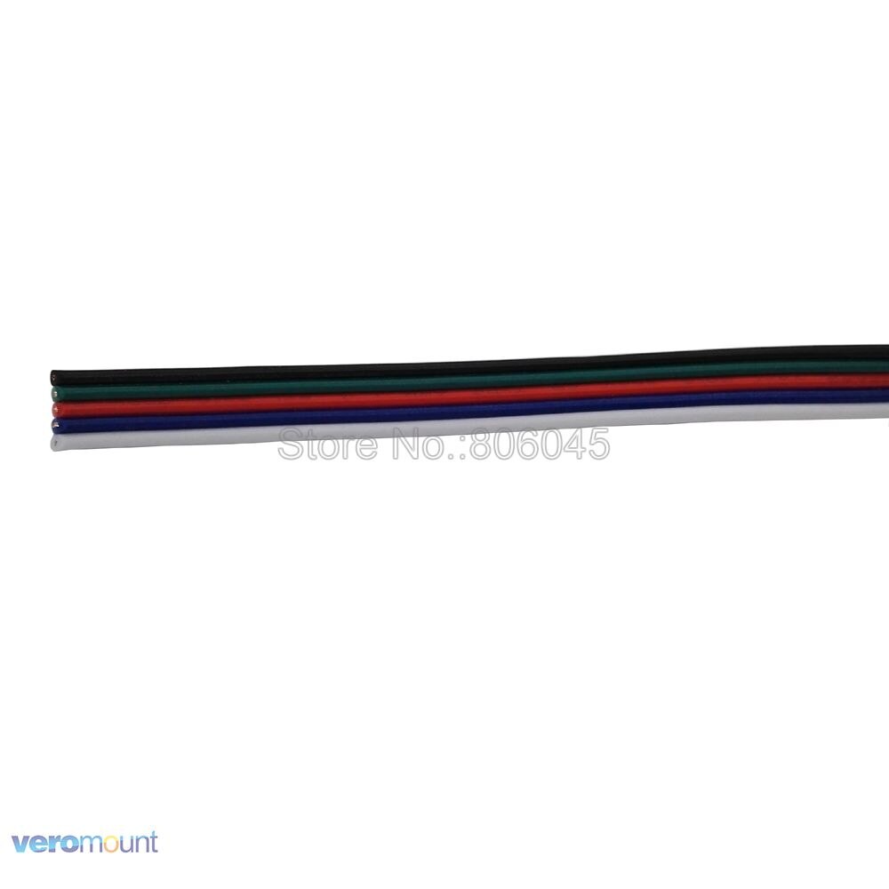 1-100m 5Pin 5-Pin RGBW Extension Electric Wire Cable 22AWG Blue/White/Red/Green/Black LED Connector For RGBW LED Stirp Light