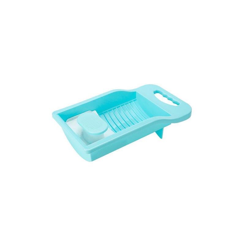 Plastic Washtub With Washboard Thick Laundry Basin Wash Baby Underwear Plastic Laundry Basin Clothe Cleaning Tool: Blue