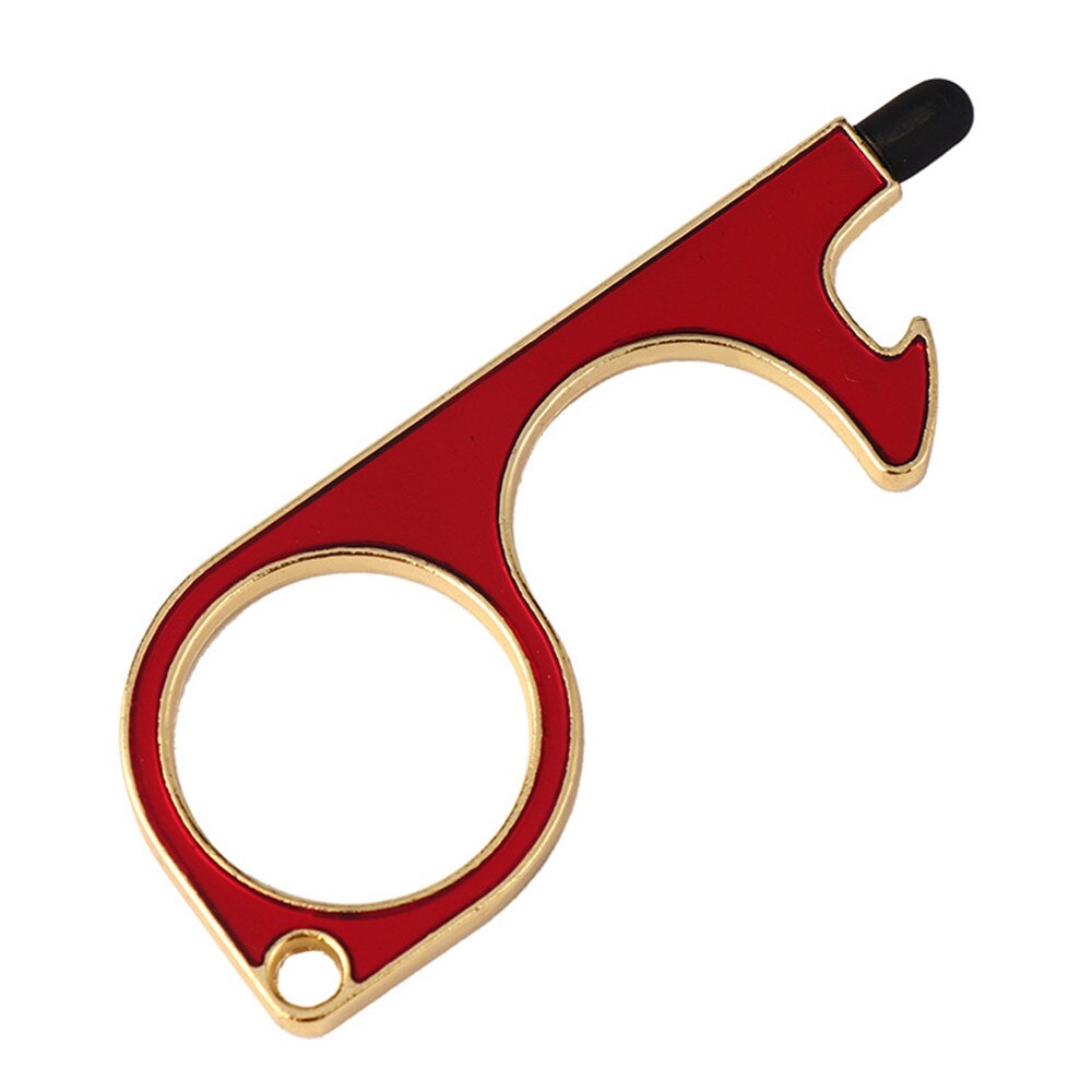 No Touch Brass Door Opener Portable Elevator Handle Key Copper Metal Keychain With Stylus Phone Touch Screens Contactless Tool: color 8