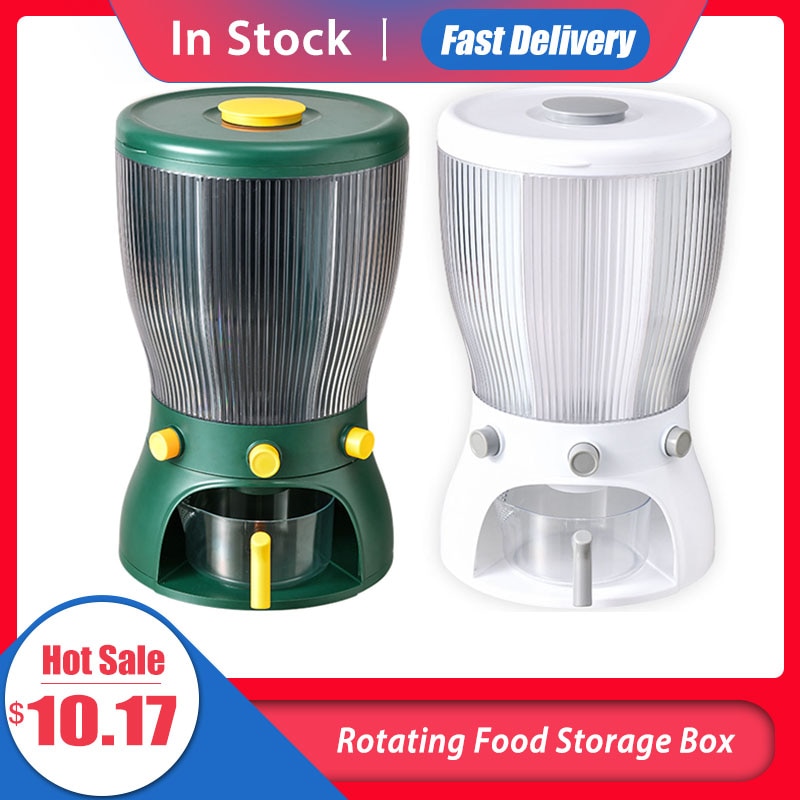 Rotating Food Storage Box Moisture Insect Proof Grain Organizer Multi-Function Kitchen Tools Container Desktop Case