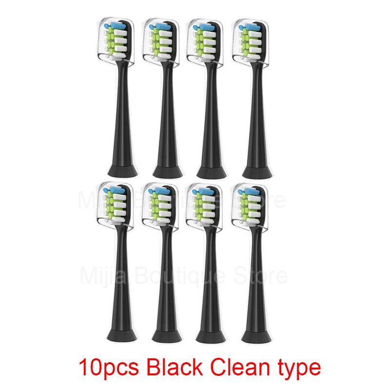 For Xiaomi Mijia T300/500 / SOOCAS Electric Toothbrush Head Universal 3D Whitening Replacement Tooth Brush Heads: 8pcs Black Clean typ