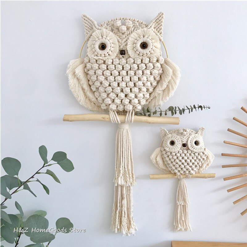 Hiboux rêves attrapeurs macramé tenture murale à la main glands capteur de rêves décoration de la maison Style nordique décor à la maison coton