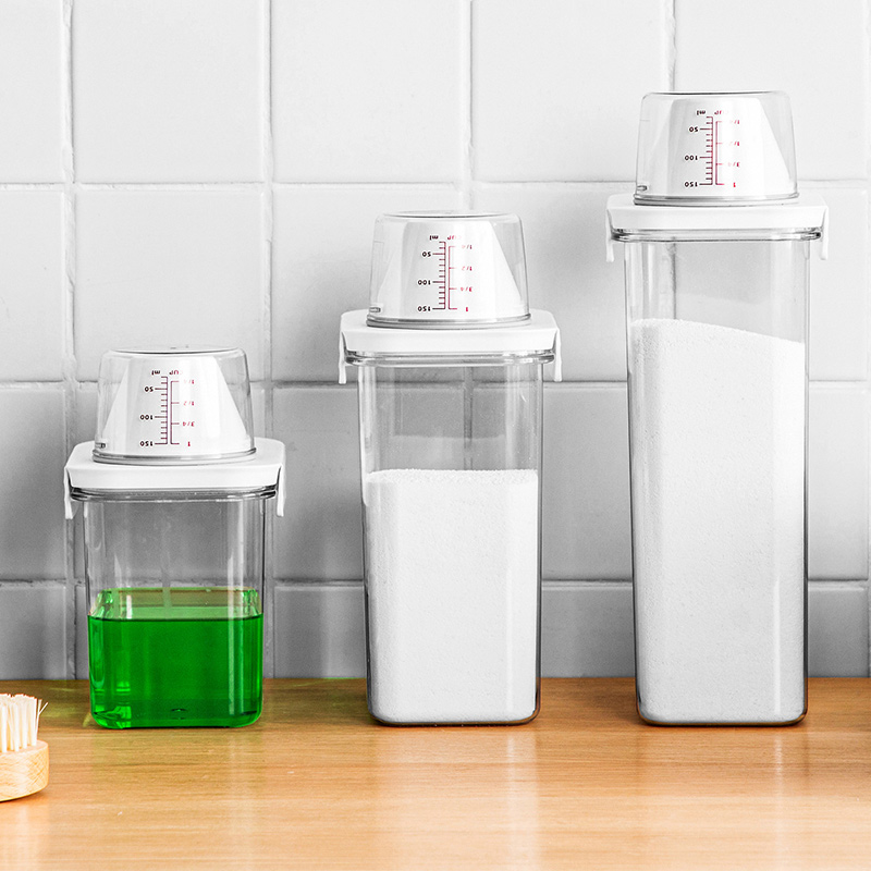 Storage Bucket Washing Powder Laundry Detergent Storage Box Seal Home Measuring Cup Lid Toiletries Storage Three Sizes