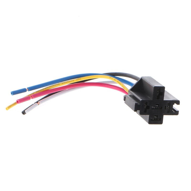 Pre Wired 5 Pin Relay Mounting Base Socket Holder 12V 24V 40A