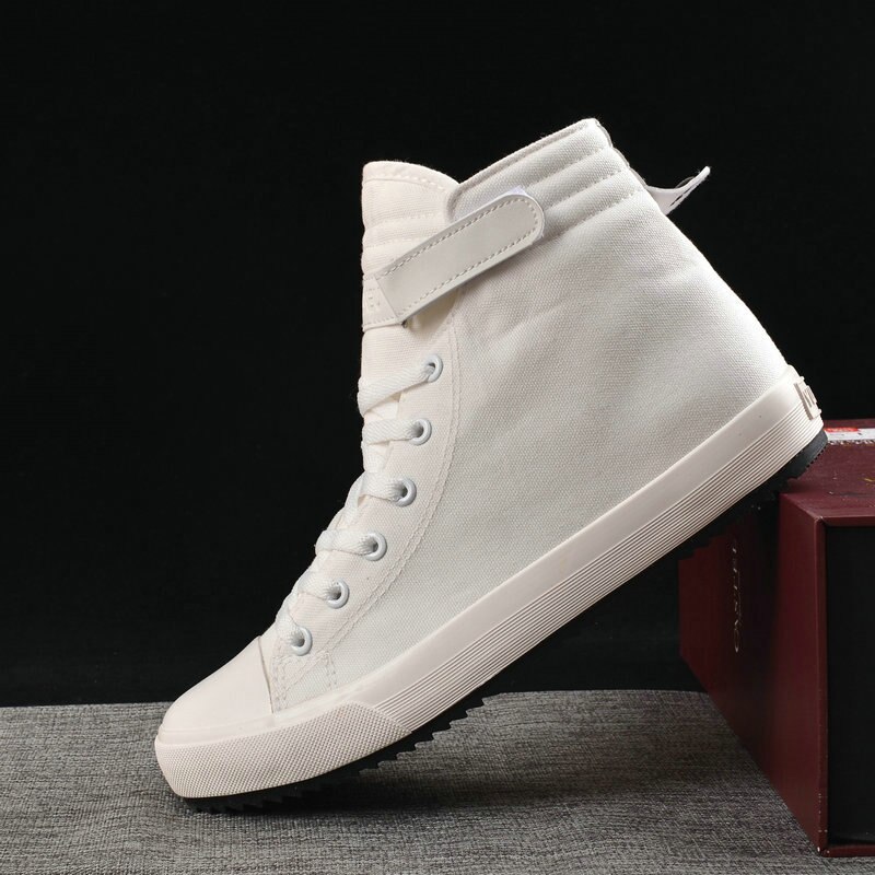 High top sneakers dam skor platta kvinnor fritidsskor coola dam sneakers svarta vita sneakers plus size 42 a797: Vit / 5.5