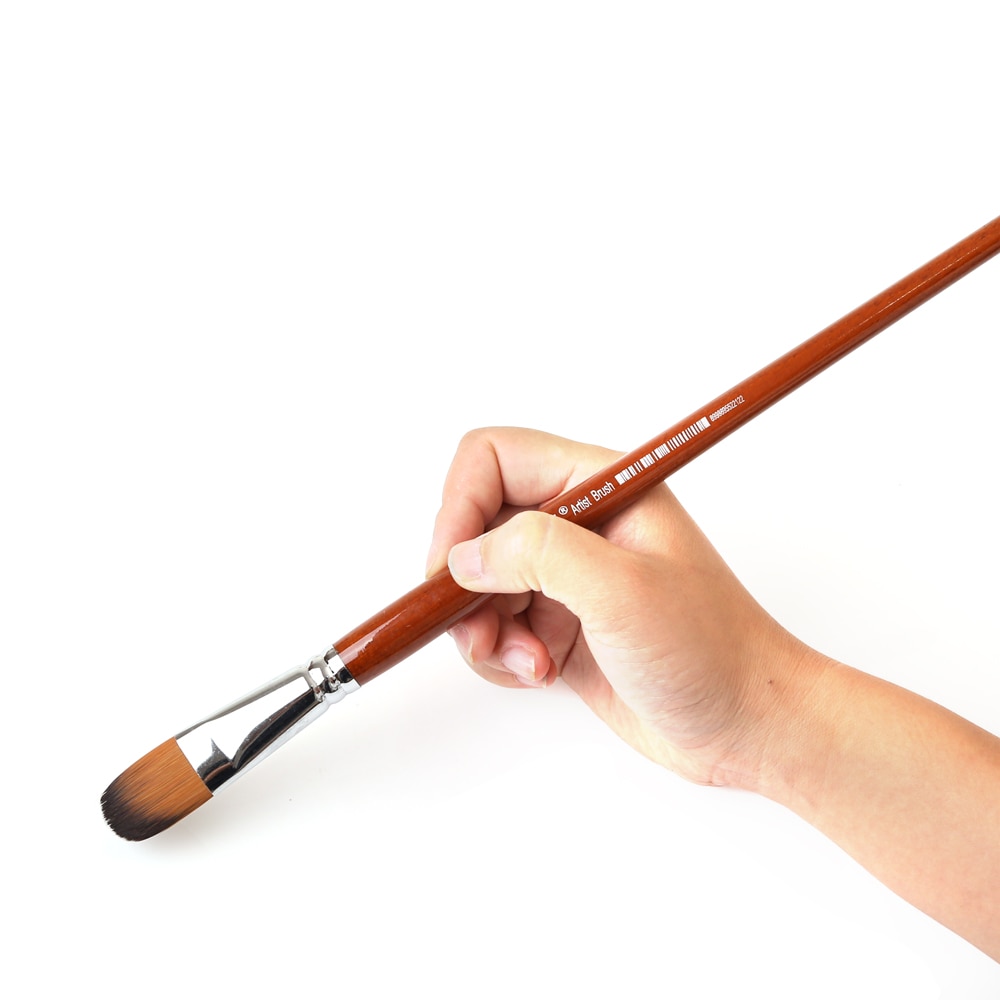 Dainayw 13pcs Filbert Brushes Long Handle Paint Brushes Watercolor Painting Brush For Oil Acrylic Nylon Hair