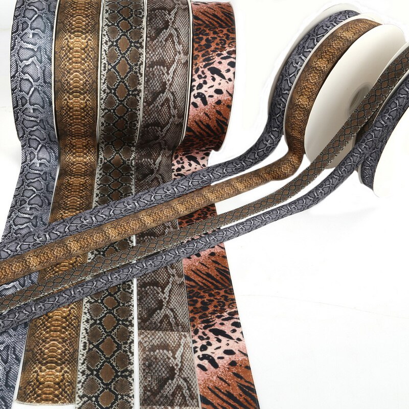 Snake Skin & Leopard pattern printed Poly Cotton ribbon for Party Home Wedding Decor Wrapping Garment Accessories