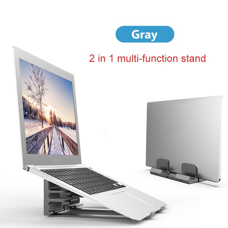 Multifunktions bærbar stativ bærbart aluminium desktop ventileret køleholder til macbook air pro laptop opbevaringsbeslag: Grå mutifunktion