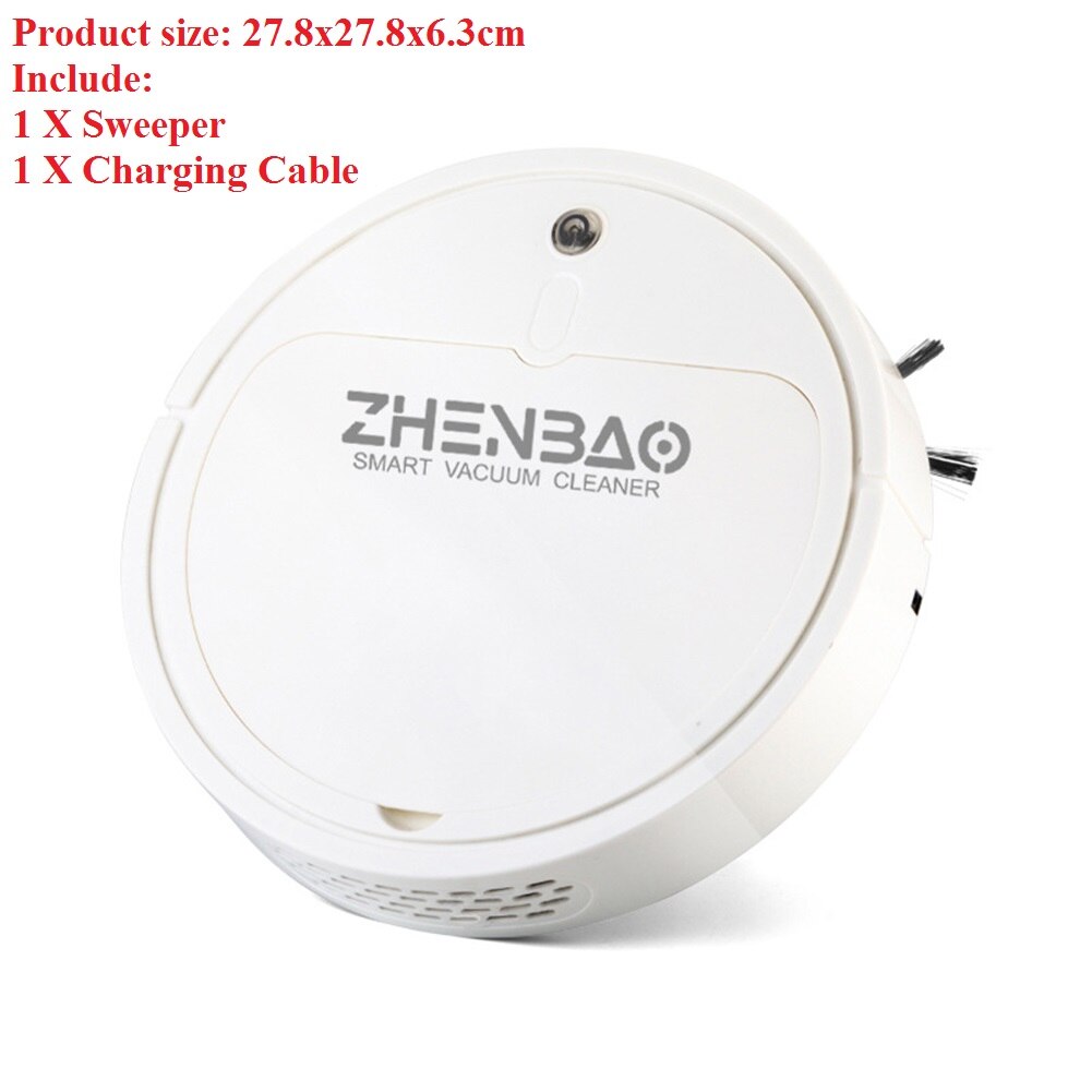 Robot Cleaner Vacuum USB Charge Cleaning Automatic Home Dry Wet Floor Smart Sweeper Sweeping Mopping Sweeping Suction Tool: White B