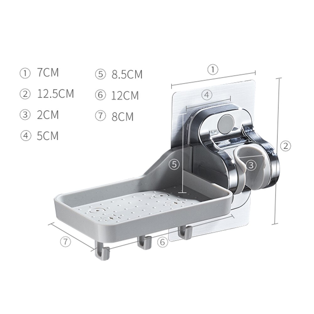 Adjustable Shower Head Mounting Brackets Portable ABS Chrome Strong Self-adhesive Bath Stand Shower Bracket with Soap Box