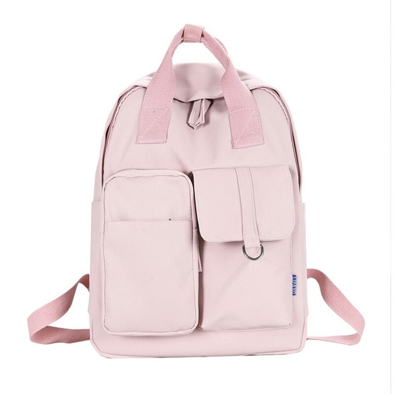 Schule Rucksack Frauen Neue Multi-tasche Schule Studenten Schul Weiblichen Schulter Taschen Leinwand Rucksäcke Mit Griff: Pink